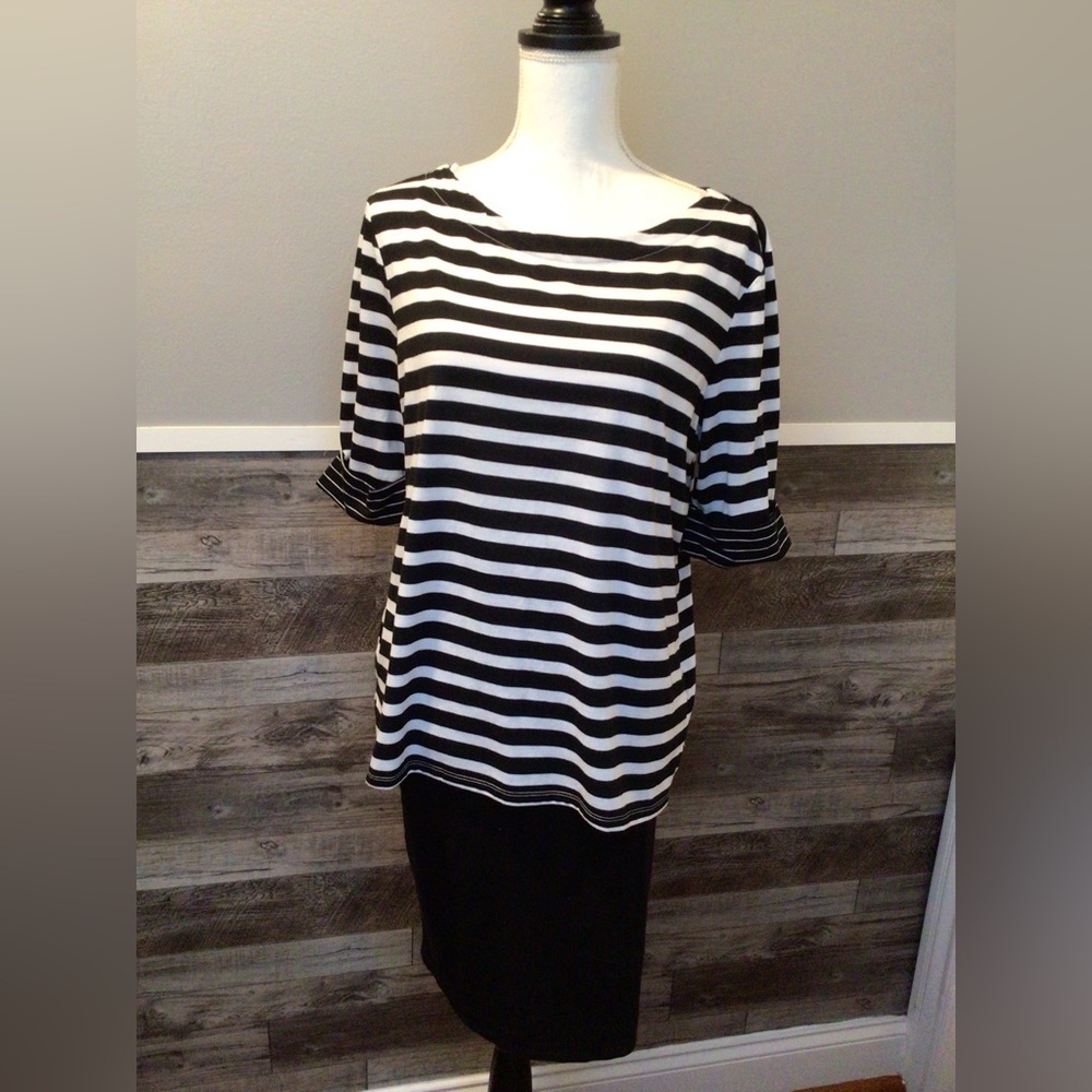 XL Black / White Strip Ladies Shirt (0152)